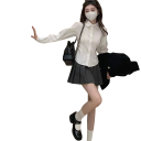 Elegant White Women's Long Sleeve Shirt Plain Blouse with Collar and Ties at the Back Stylish Top Made of Cotton and Polyester 5