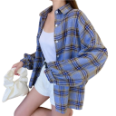 Elegant Women's Checked Shirt with Collar Loose Blouse with Button Fastening Stylish Top Made of Polyester for Work and Leisure 6