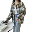 Elegant Women's Checked Shirt with Collar Loose Fit with Button Fastening Lightweight Polyester Blouse for Work and Leisure 13