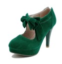Eleganta pumps i mocka med rosett 17