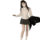 Elegante camicia bianca da donna con maniche lunghe Top monocolore con colletto e lacci sul retro Top alla moda in cotone e poliestere 6