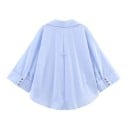 Elegante camicia da donna a maniche corte Blusa monocolore con colletto e chiusura a bottoni Top leggero e morbido in poliestere per lavoro 17