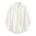 Elegante camisa de mujer de gran tamaño con mangas largas Blusa holgada minimalista para atuendos diarios Corte cómodo y atemporal 2