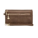 Elegante cartera de mujer de piel sintética de primera calidad de 18,5 x 3 x 9,5 cm, más de 12 compartimentos, bolsillos para monedas, correa extraíble, ventana para fotos. 13