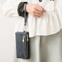 Elegante cartera de mujer de piel sintética de primera calidad de 18,5 x 3 x 9,5 cm, más de 12 compartimentos, bolsillos para monedas, correa 9