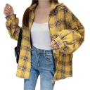 Elegante Damen Karo Hemdbluse mit Kragen Lockere Bluse mit Knopfverschluss Stilvolles Top aus Polyester für Arbeit und Freizeit 4