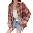 Elegante Damen Karo Hemdbluse mit Kragen Lockere Bluse mit Knopfverschluss Stilvolles Top aus Polyester für Arbeit und Freizeit 6