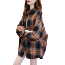 Elegante dames geruite blouse met kraag Vrije pasvorm met knoopsluiting Lichte polyester blouse voor werk en vrije tijd 21