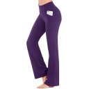Elegante elastische Damen-Leggings mit hoher Taille Weite Beine Seitentasche Lange bequeme Hose für den Alltag 6
