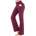 Elegante elastische Damen-Leggings mit hoher Taille Weite Beine Seitentasche Lange bequeme Hose für den Alltag 3