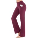 Elegante elastische high-waist legging voor dames. Wijde pijpen. Zijzak. Lange comfortabele broek voor dagelijks gebruik. 4