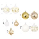 Elegante Kerstversieringen 44 stuks 3 - 6 cm Wit-gouden set van ballen en sterren Verschillende maten voor feestelijke decoratie van de boom 2
