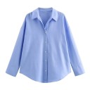 Elegante lange damesblouse met kraag en knopen Lange snit met lange mouwen Stijlvolle blouse voor werk en vrije tijd 2