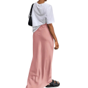 Elegante lange satijnen rok met hoge taille, glanzende enkellange rok voor vrouwen, modieuze maxi-rok voor avondfeesten 4