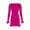Elegante mini-jurk met lange mouwen Golvende zoom aan de mouwen en onderkant Eenvoudige snit Getailleerd model Stretchmateriaal 7