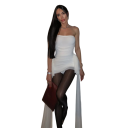Elegante minivestido sin tirantes con tul transparente Pañuelos largos para atar Vestido de fiesta de talla grande para una fiesta o celebración 4