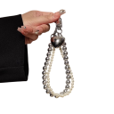 Elegante parelketting voor telefoon met hart Dubbele koord voor mobiel polsband voor telefoon sleutelhanger tas 5