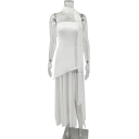 Elegante vestido sin tirantes con corte asimétrico Falda larga y vaporosa Abertura prominente Pañuelo largo Tejido ligero y fluido para una fiesta 3