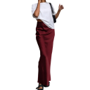 Eleganter langer Satinrock mit hoher Taille, glänzender knöchellanger Rock für Damen, modischer Maxirock für Abendpartys 2