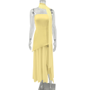 Elegantes trägerloses Kleid mit asymmetrischem Schnitt Langer luftiger Rock Markantes Schlitz Langes Tuch Leicht fließender Stoff für eine Party 9