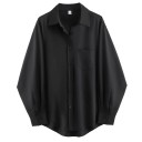 Elegantní oversized dámská košile s dlouhým rukávem Minimalistická volná halenka pro každodenní outfit Pohodlný nadčasový střih 3