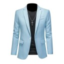 Elegantní pánské sako Prodyšné jednobarevné sako pro muže s kapsami a knoflíkem Stylový kabátek do práce i pro volný čas 22