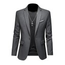 Elegantní pánské sako Prodyšné jednobarevné sako pro muže s kapsami a knoflíkem Stylový kabátek do práce i pro volný čas 24