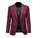 Elegantní pánské sako Prodyšné jednobarevné sako pro muže s kapsami a knoflíkem Stylový kabátek do práce i pro volný čas 21