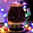 Elektrická aroma lampa na vonné vosky se skleněným tělem s 3D efektem ohňostroje Skleněná miska Lesklá stříbrná podstava Kabel 1,5 m 2