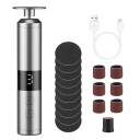 Elektrická bruska na paty a nehty 2 v 1 se 6 rychlostmi baterie 1800 mAh 17 cm ABS s LCD displejem a USB-C nabíjením na pedikúru 2