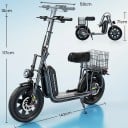 Elektrická koloběžka F7, 1000W, dojezd 72 km, rychlost 45 km/h, baterie 48V 10.4Ah, 16" pneumatiky, sedlo, košík, nosnost 150 kg, černá 7