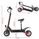 Elektrická koloběžka Q7Pro Max, dvoumotorová 2x1600W, dojezd 110 km, rychlost 70 km/h, baterie 52V 28Ah, nosnost 200 kg, červeno-černá 4