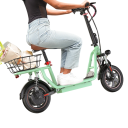 Elektrická koloběžka se sedadlem 500 W s košíkem a dvojitým odpružením 36 V 7,5 Ah baterie dojezd 35 km max 25 km/h 120 kg 4