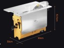 Elektrická stolní pila s odsáváním prachu a kotouči 20,3 i 10,2 cm s motory 2,6 a 1,6 kW o rozměrech 50 x 30 x 32,5 cm ve žlutém provedení 2