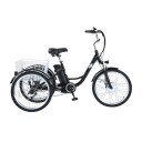 Elektrická tříkolka s nákladním košem Motor 250 W Rychlost 35 km/h Odnímatelná baterie 36 V 15 Ah Rozměry 178 x 69 x 119 cm Černá Do města 1