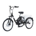 Elektrická tříkolka s nákladním košem Motor 250 W Rychlost 35 km/h Odnímatelná baterie 36 V 15 Ah Rozměry 178 x 69 x 119 cm Černá Do města 4