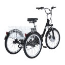 Elektrická tříkolka s nákladním košem Motor 250 W Rychlost 35 km/h Odnímatelná baterie 36 V 15 Ah Rozměry 178 x 69 x 119 cm Černá Do města 5