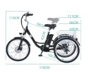 Elektrická tříkolka s nákladním košem Motor 250 W Rychlost 35 km/h Odnímatelná baterie 36 V 15 Ah Rozměry 178 x 69 x 119 cm Černá Do města 6