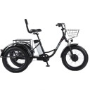 Elektrická tříkolka s opěradlem a nákladním košem Motor 500 W Rychlost 20 km/h Dojezd 35 km Baterie 48 V 12 Ah Široké pneumatiky Černá 1
