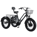 Elektrická tříkolka s pedály a košíky Motor 500 W Rychlost 20 km/h Dojezd 35 km Baterie 48 V 12 Ah Rozměry 190 x 90 x 110 cm Černá Do města 1