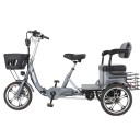 Elektrická tříkolka se dvěma sedátky Motor 400 W Rychlost 23 km/h Dojezd 50 km Baterie 48 V 20 Ah Přední i zadní koš Rozměry 175 x 90 cm 3