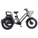Elektrická tříkolka se zadním sedátkem Motor 500 W Rychlost 20 km/h Dojezd 35 km Baterie 48 V 12 Ah Rozměry 190 x 90 x 110 cm Černá Do města 1