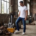 Elektrické hydraulické čerpadlo 750 W 10000 PSI 70 MPa Jednočinné s ručním ventilem a pedálem Nádrž 7 l Ocelové žlté Pre dielňu a servis 2