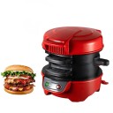 Elektrický burger maker 220V kompaktní 14 × 20 × 13 cm vícevrstvý sendvičovač červený černý pro přípravu hamburgerů doma 3