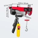 Elektrický kladkostroj s dálkovým ovládáním 250 kg ocelový naviják 35 × 13,5 × 16 cm červeno-černý pro dílnu a zvedání břemen 3