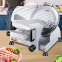 Elektrický kráječ masa 240 W 41 × 35 × 34 cm kovový stříbrný stolní kráječ pro krájení masa, salámu a uzenin v kuchyni 2