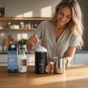 Elektrický napěňovač a napařovač mléka 8v1 Odnímatelná nádoba do myčky 400 ml Magnetický pohon 35 000 ot./min Černý Na kávu a latte 2