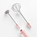 Elektrický napěňovač mléka a šlehač Růžový 3 rychlosti Nabíjení přes USB 2 vyměnitelné nástavce Metla i spirála Na kávu vejce i krémy 4