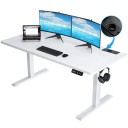 Elektrický polohovací psací stůl s USB portem a hákem deska 160 x 70 cm výška 72 až 114 cm dřevotříska 15 mm do kanceláře i domácnosti 1