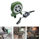Elektrický ventilátor pre gril a kováčsku pec s reguláciou rýchlosti 20,5 × 17,5 × 12,5 cm železný materiál zelený pre drevené uhlie a pece 7